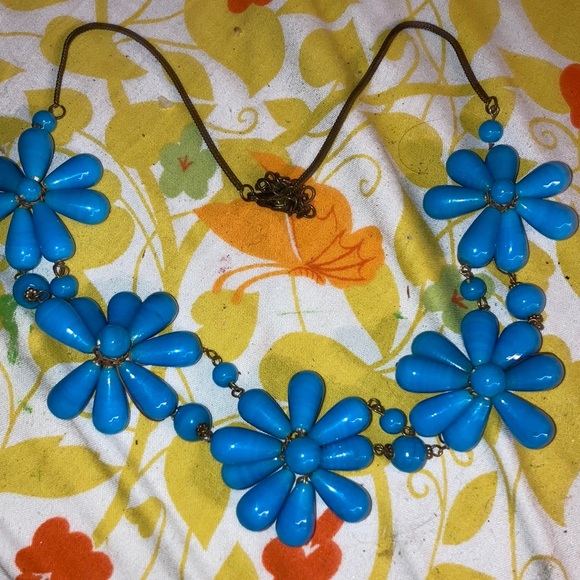 Vintage Turquoise / Aqua flower necklace. MOD! - Picture 1 of 1